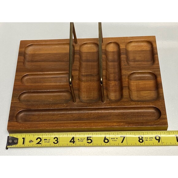 Vintage A Distinguished Gift Wooden Men’s Cuff Links Jewelry Valet Station Mint - Picture 3 of 4